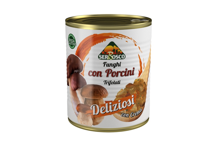 Funghi deliziosi con porcini latta 800 gr (cod.964)